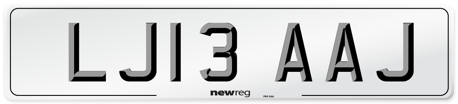 LJ13 AAJ Number Plate from New Reg